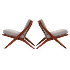 Dux Vintage Walnut “Scissor Chairs” by Folke Ohlsson