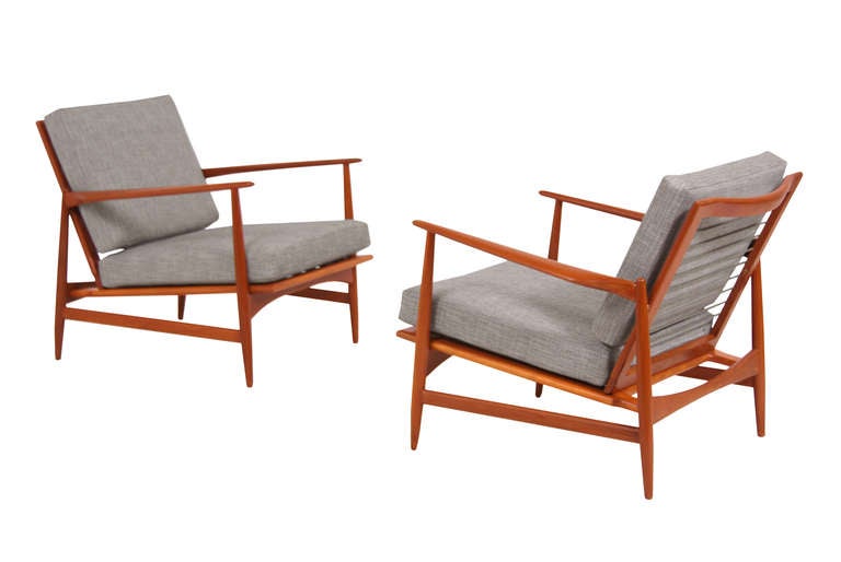 Mid-Century Modern Selig Danish Modern Teak Lounge Chairs by IB Kofod Larsen