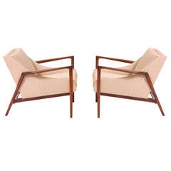 Danish Modern Walnut Lounge Chairs by IB Kofod Larsen
