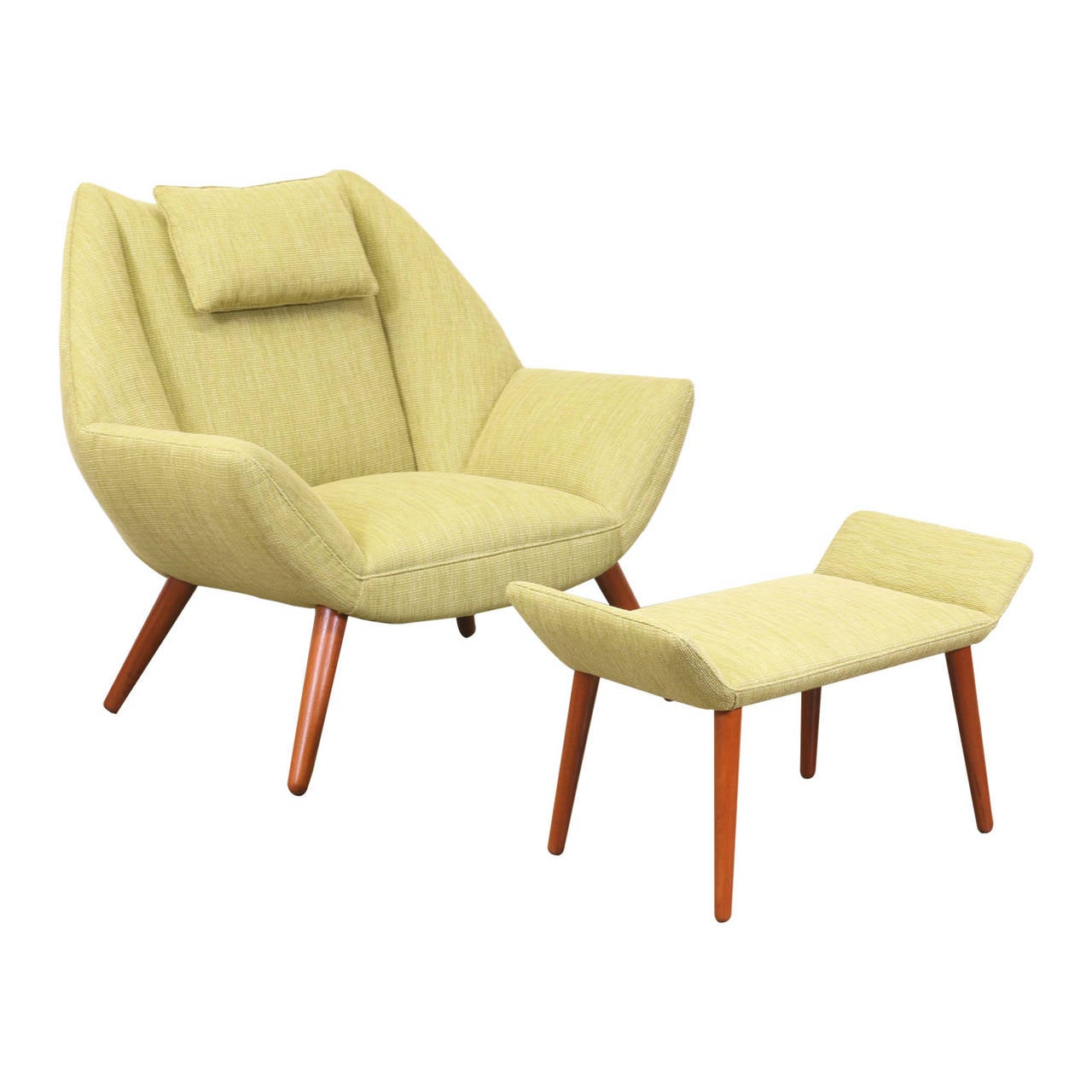 Mid-Century Modern Kurt Ostervig Model #12 Easy Chair with Ottoman for Schiller Polstermobelfabrik