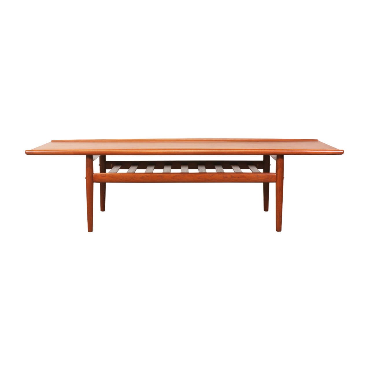 Designer: Grete Jalk
Manufacturer: Glostrup Mobelfabrik
Period/Style: Danish Modern
Country: Denmark
Date: 1960′s

Dimensions: 17.5“H x 63.5“L x 23.5“W
Materials: Teak
Condition: Excellent – Newly Refinished
Number of Items: 1