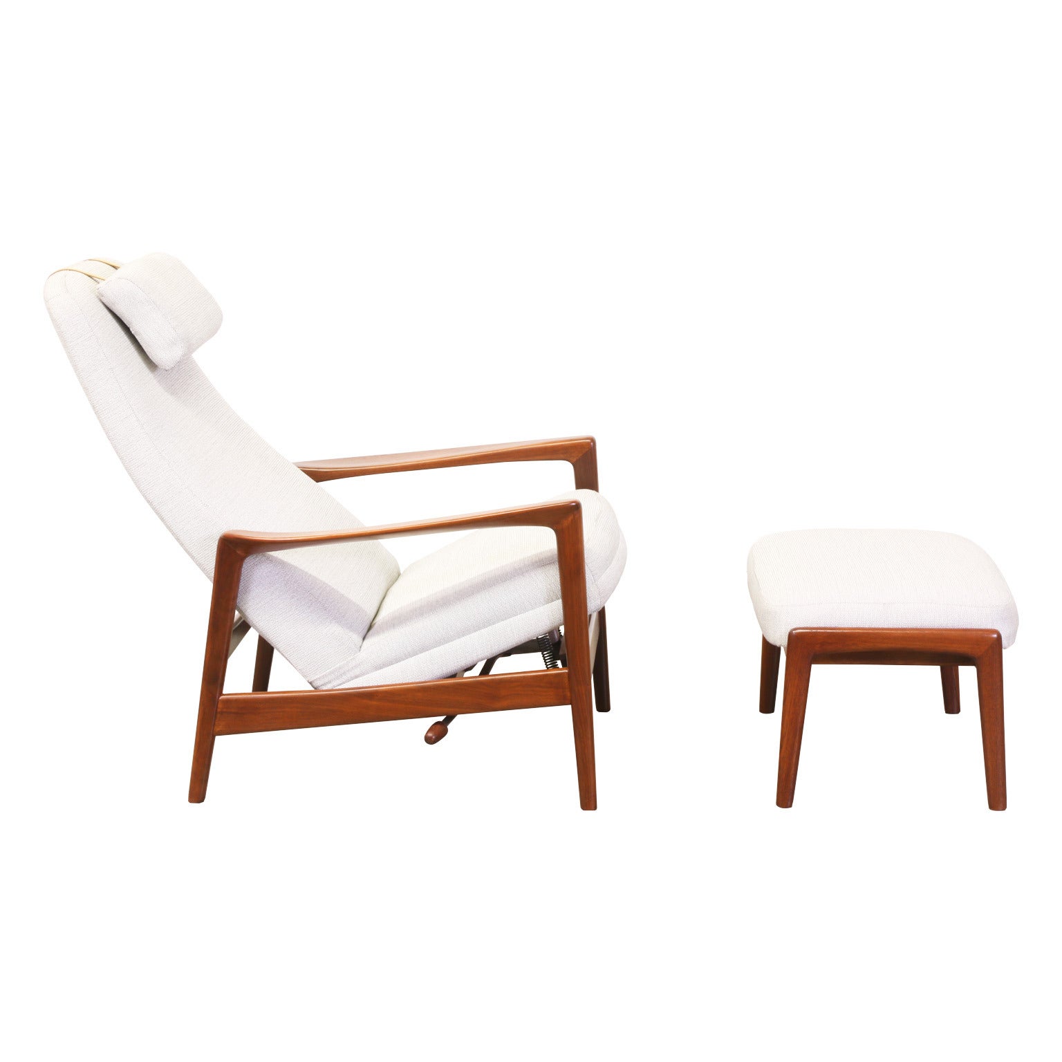 Folke Olhsson Walnut Recliner w Ottoman