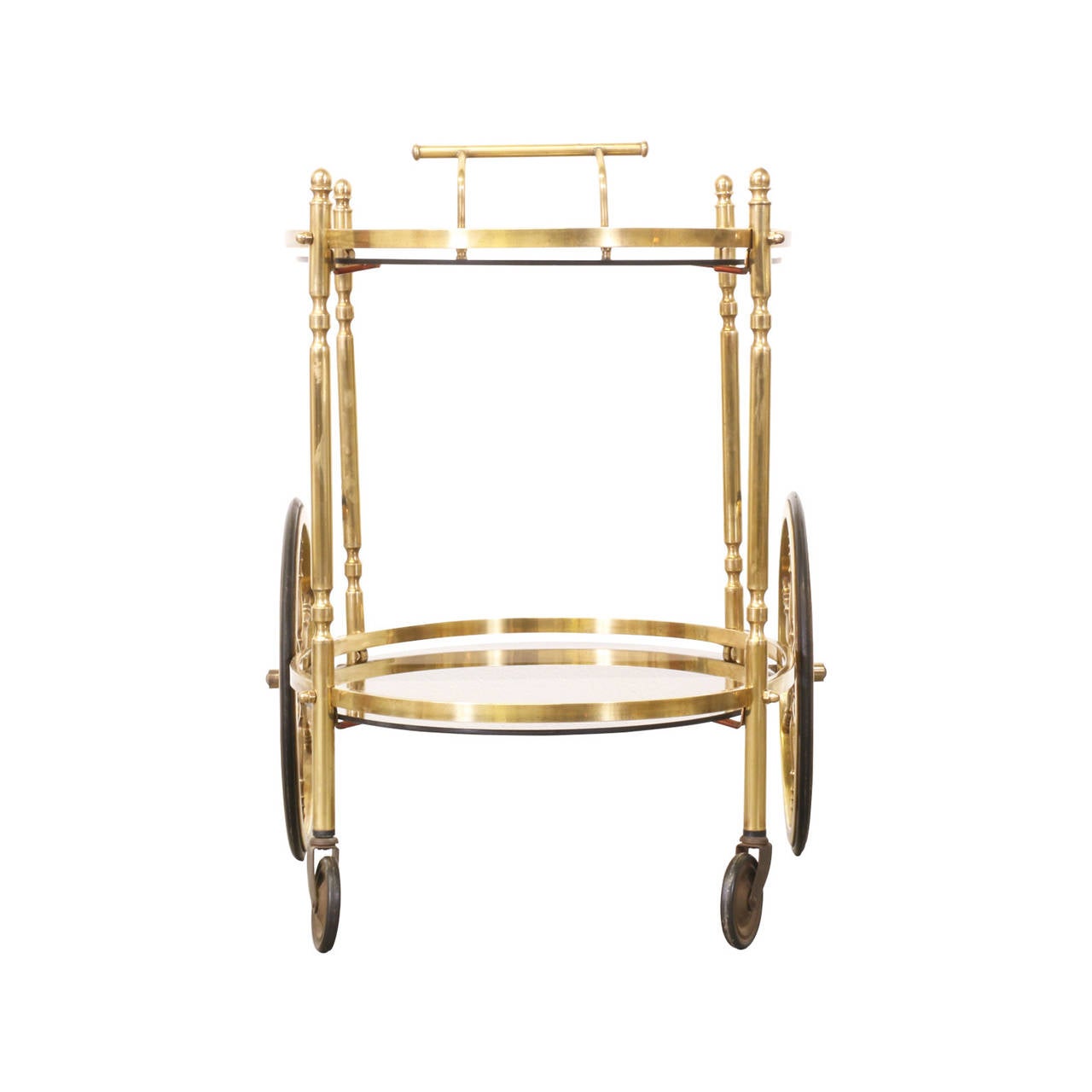 Italian Brass Two Tier Serving Cart‏ In Excellent Condition In Los Angeles, CA
