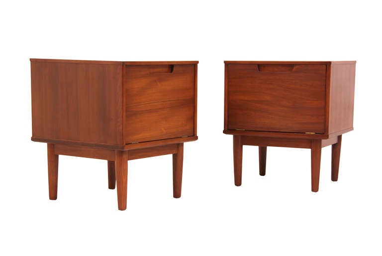 American Drexel “Today’s Living” Walnut Night Stands by Milo Baughman