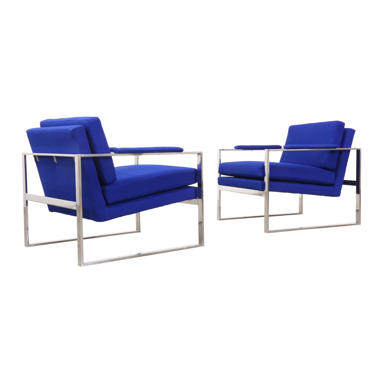 Unknown Milo Baughman Style Chrome Lounge Chairs