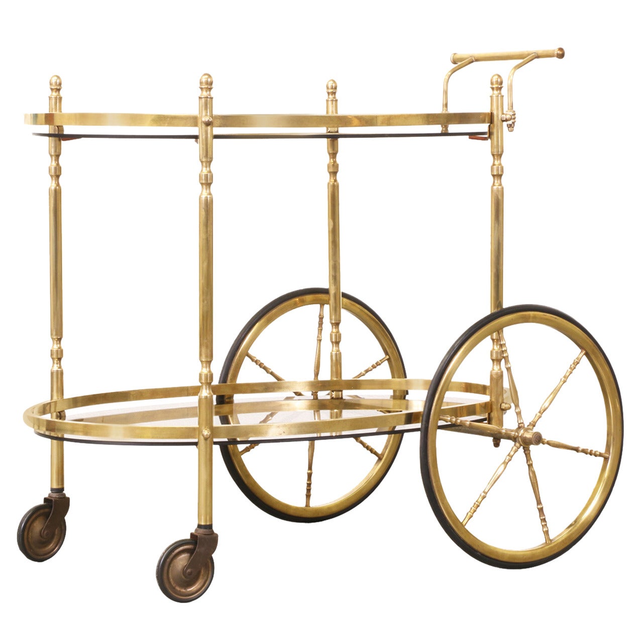 Italian Brass Two Tier Serving Cart‏