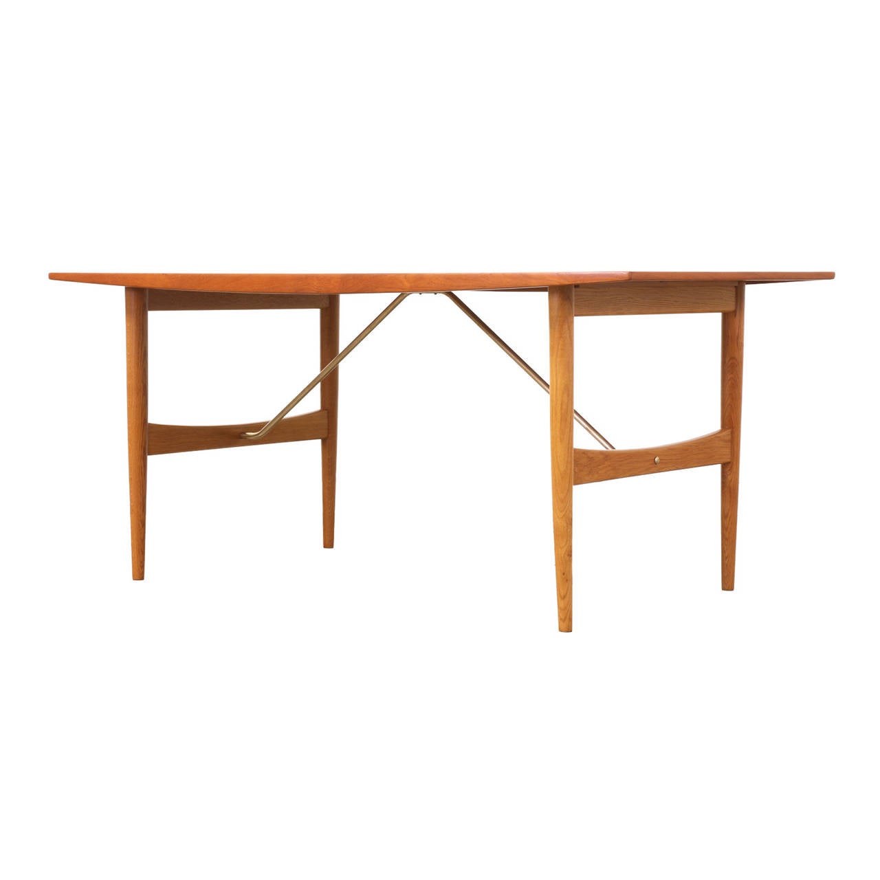 Mid-Century Modern Danish Modern Teak and Oak Dining Table with Brass Accent