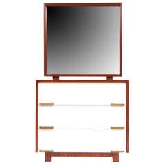 Two Tone Lacquered Chest with Mirror by Morris of California