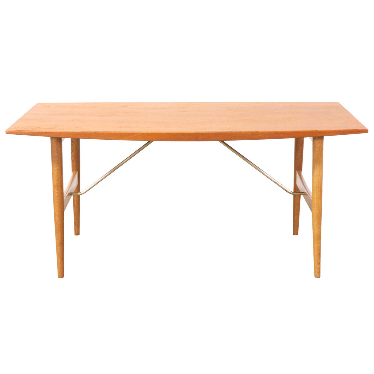 Danish Modern Teak and Oak Dining Table with Brass Accent