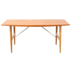 Danish Modern Teak and Oak Dining Table with Brass Accent
