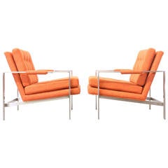 Milo Baughman Stainless Steel Lounge Chairs for Thayer Coggin