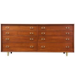 Johnson Furniture Dresser with Brass Handles and Taper Legs