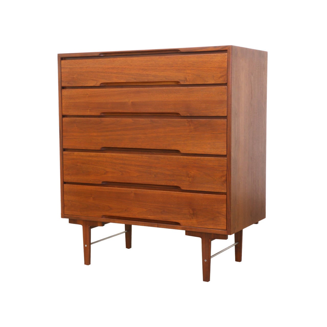 Designer: Unknown
Manufacturer: Unknown
Period/Style: Mid Century Modern
Country: United States
Date: 1950’s

Dimensions: 41″H x 36″W x 17.75″D
Materials: Walnut, Steel
Condition: Excellent – Newly Refinished
Number of Items: 1
ID Number: