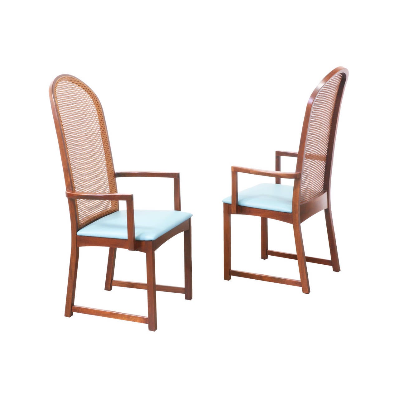 American Milo Baughman Dining Chairs with Cane Backrest for Thayer Coggin