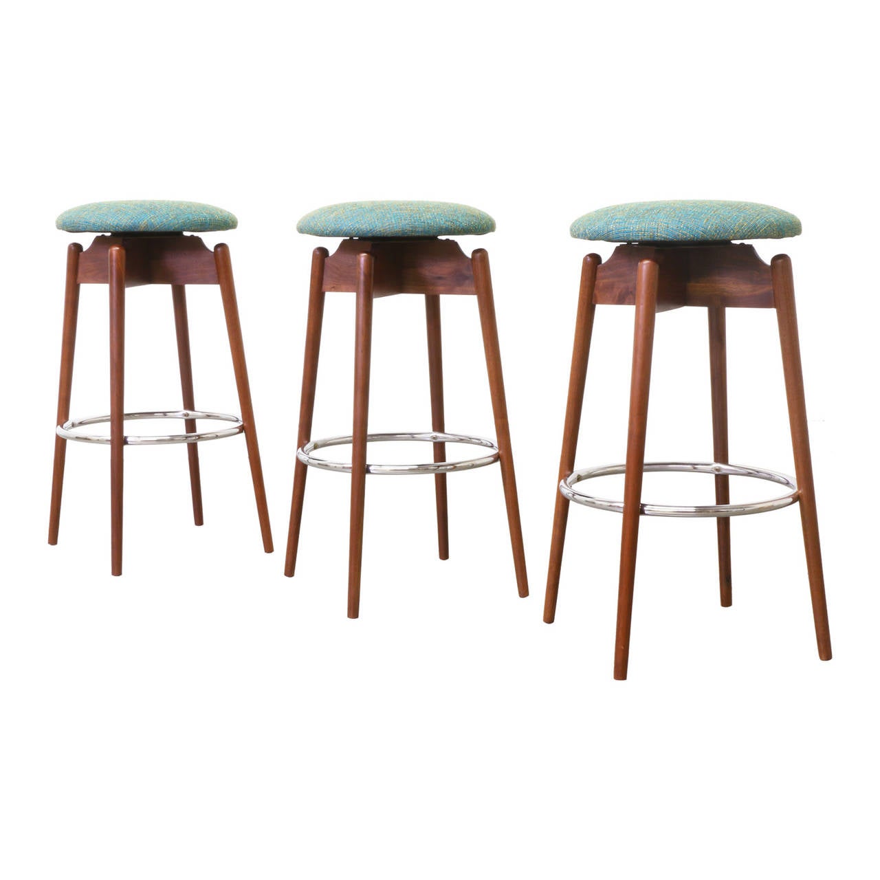 American Mid-Century Modern Walnut Sculpted Bar Stools