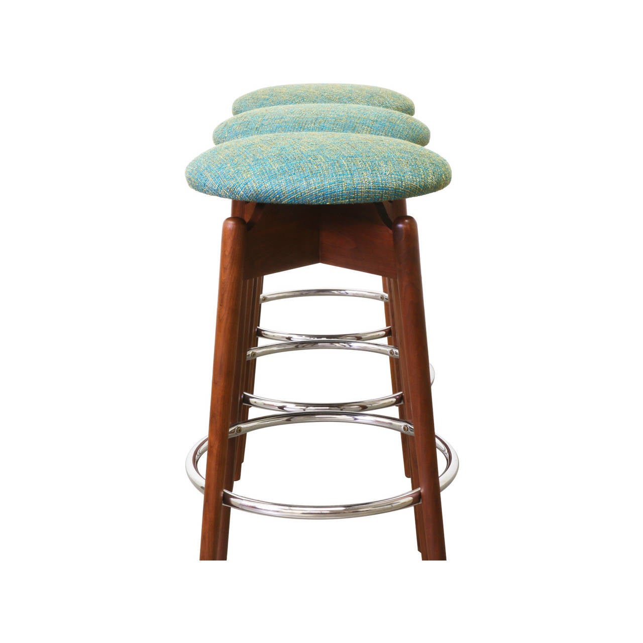 Mid-20th Century Mid-Century Modern Walnut Sculpted Bar Stools