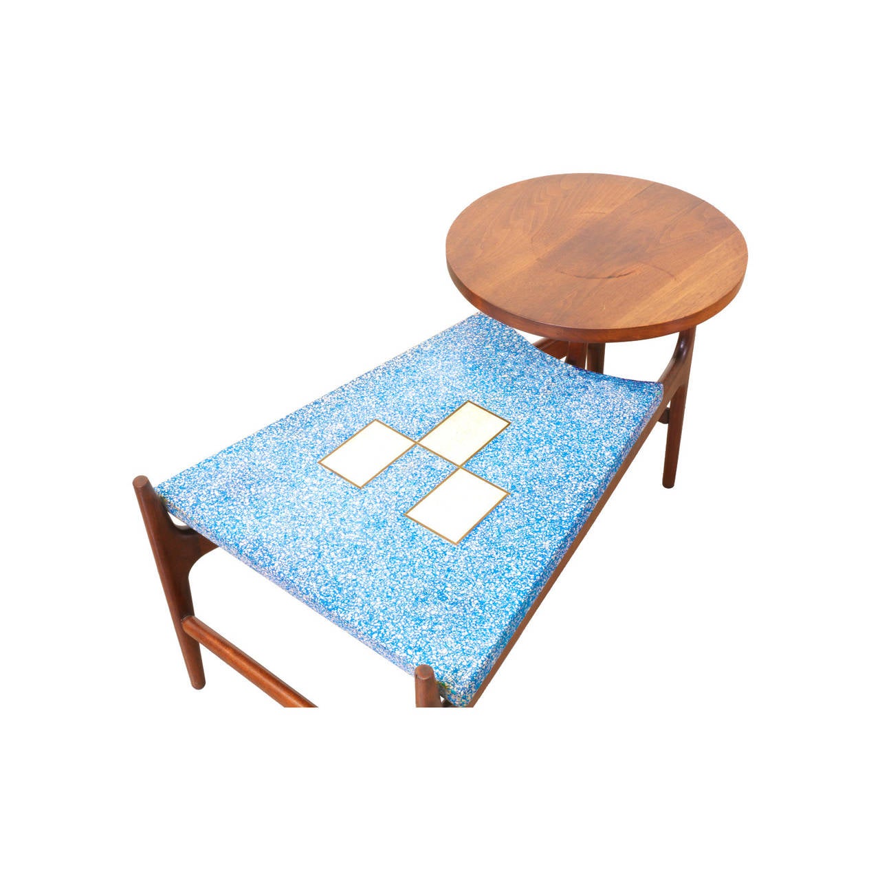 Harvey Probber Rare Blue Terrazzo Floating Top Side Tables‏ In Excellent Condition In Los Angeles, CA