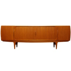 Danish Teak Tambour Door Credenza by Johannes Andersen