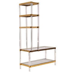 Vintage Lucite & Brass Shelf Unit by Charles Hollis Jones