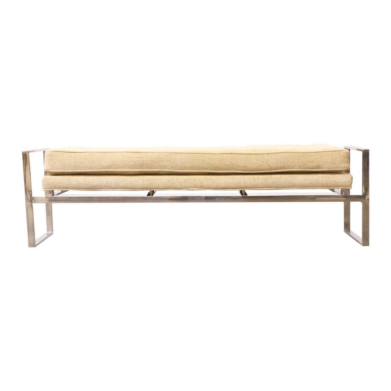 Midcentury Floating Chrome Tufted Bench