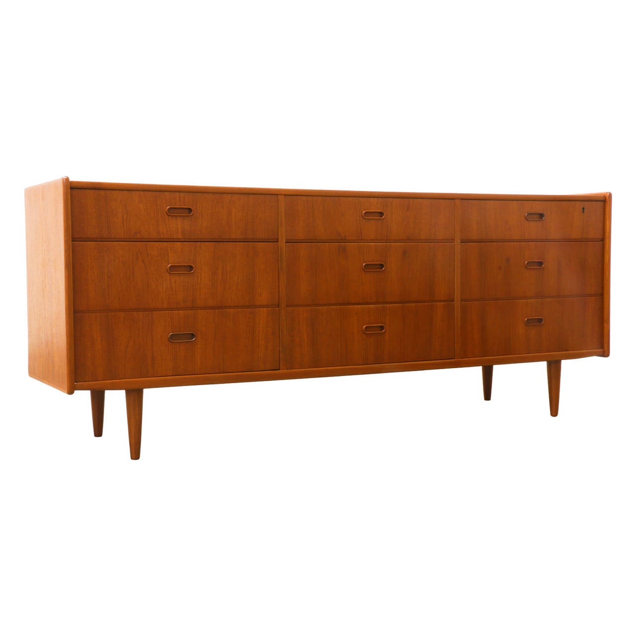 Designer: Unknown
Manufacturer: Unknown
Period/Style: Danish Modern
Country: Denmark
Date: 1960’s

Dimensions: 29″H x 71.75″L x 17.75″W
Materials: Teak
Condition: Excellent – Newly Refinished
Number of Items: 1
ID Number: