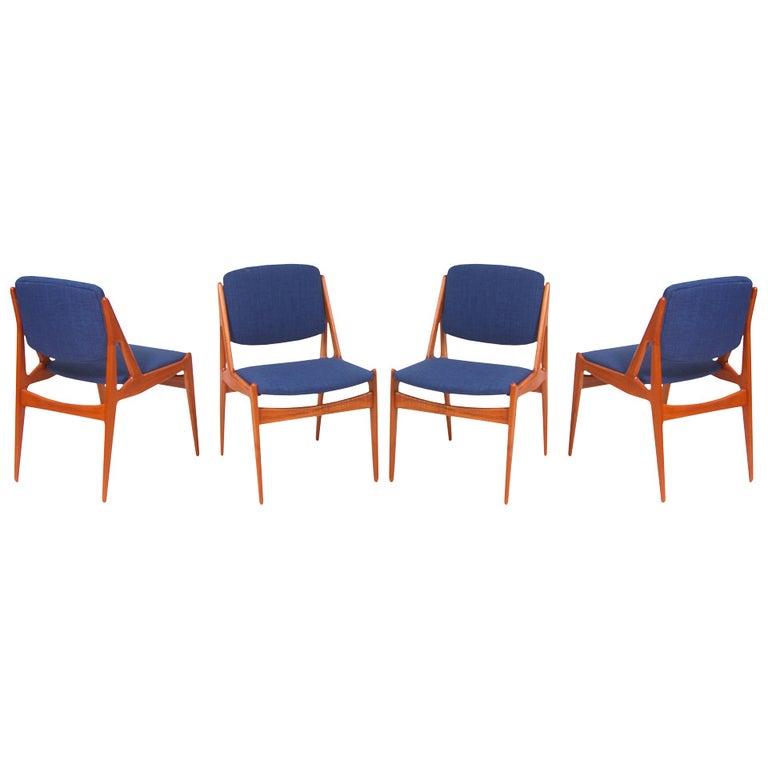 Danish Modern Teak ” Tilt Back” Dining Chairs by Arne Vodder For Sale