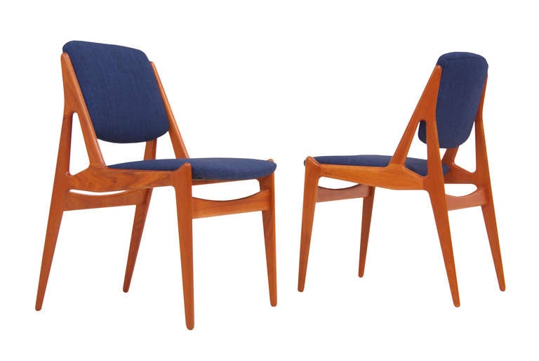 Danish Modern Teak ” Tilt Back” Dining Chairs by Arne Vodder For Sale