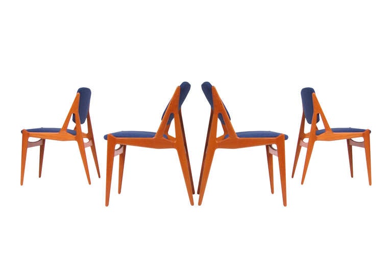 Danish Modern Teak ” Tilt Back” Dining Chairs by Arne Vodder For Sale