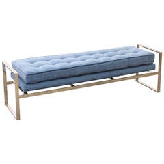 Midcentury Floating Chrome Tufted Bench