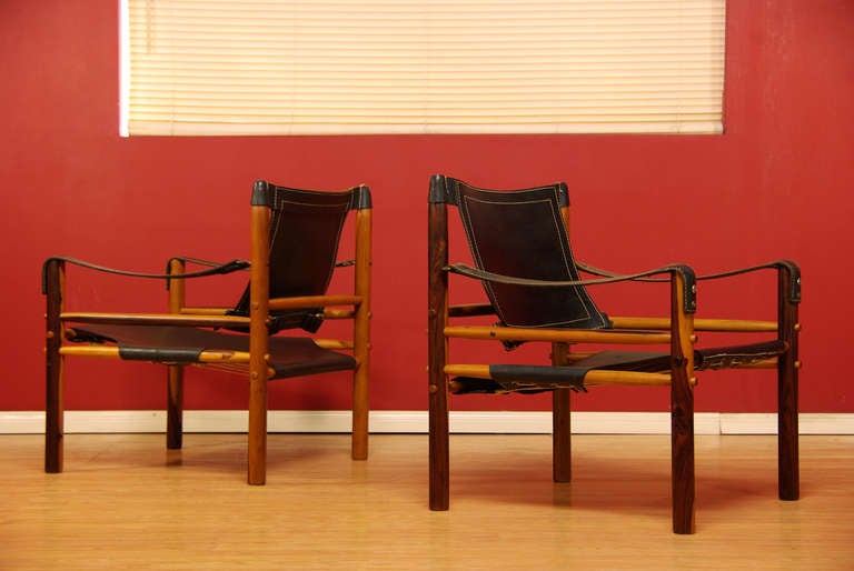 Swedish Arne Norell Rosewood Safari Lounge Chairs