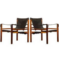 Arne Norell Rosewood Safari Lounge Chairs