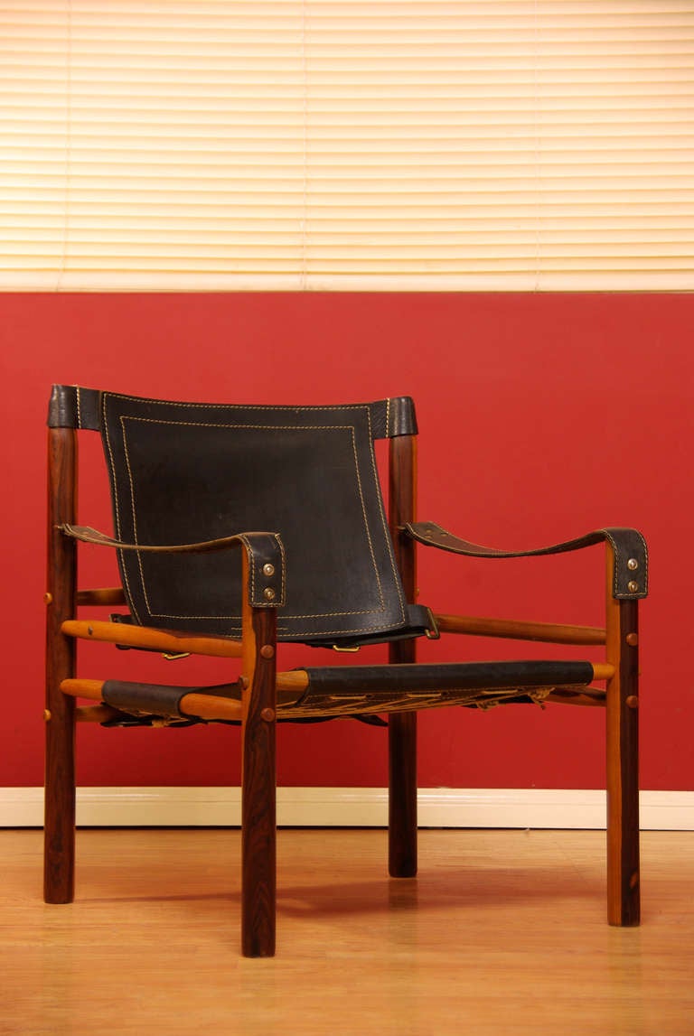 Mid-20th Century Arne Norell Rosewood Safari Lounge Chairs