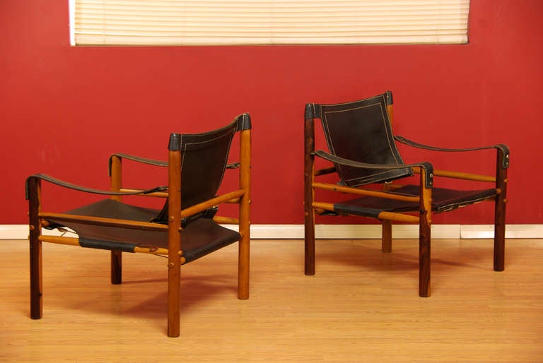 Arne Norell Rosewood Safari Lounge Chairs 1