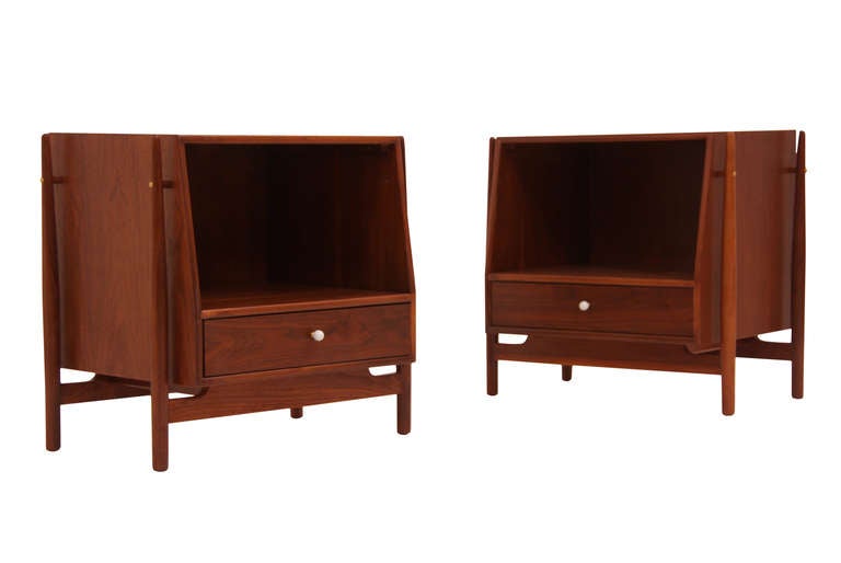 Drexel “Declaration” Walnut Night Stands by Kipp Stewart & Stewart MacDougall