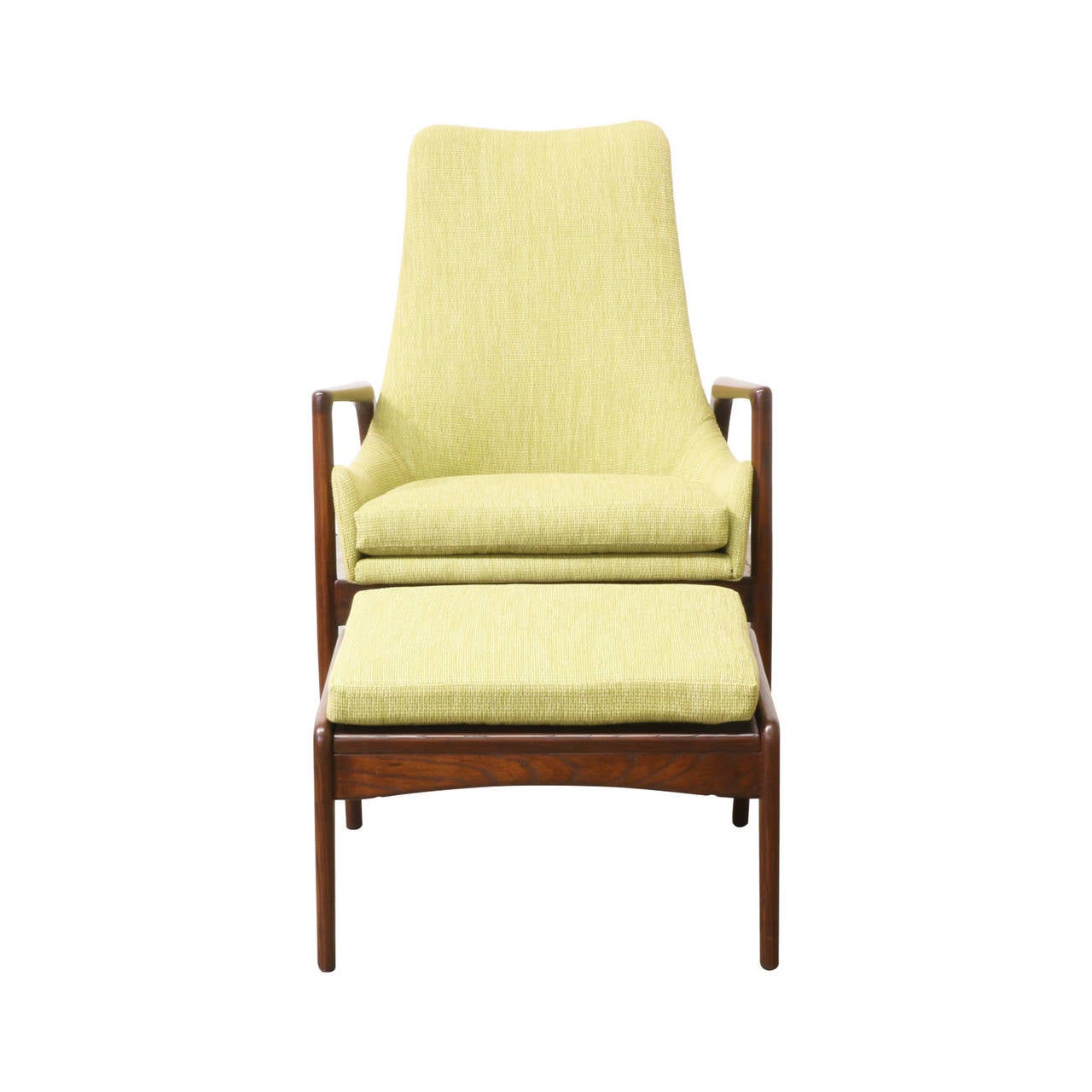 Mid-Century Modern Kofod Larsen Lounge Chair with Ottoman