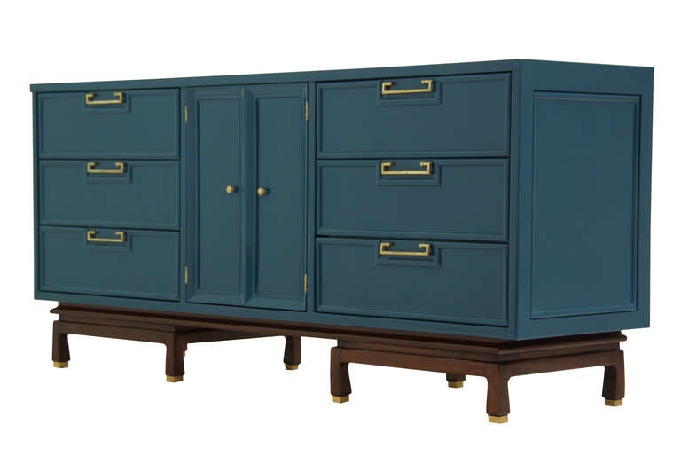 Mid-Century Modern Walnut Lacquered Dresser by American of Martinsville