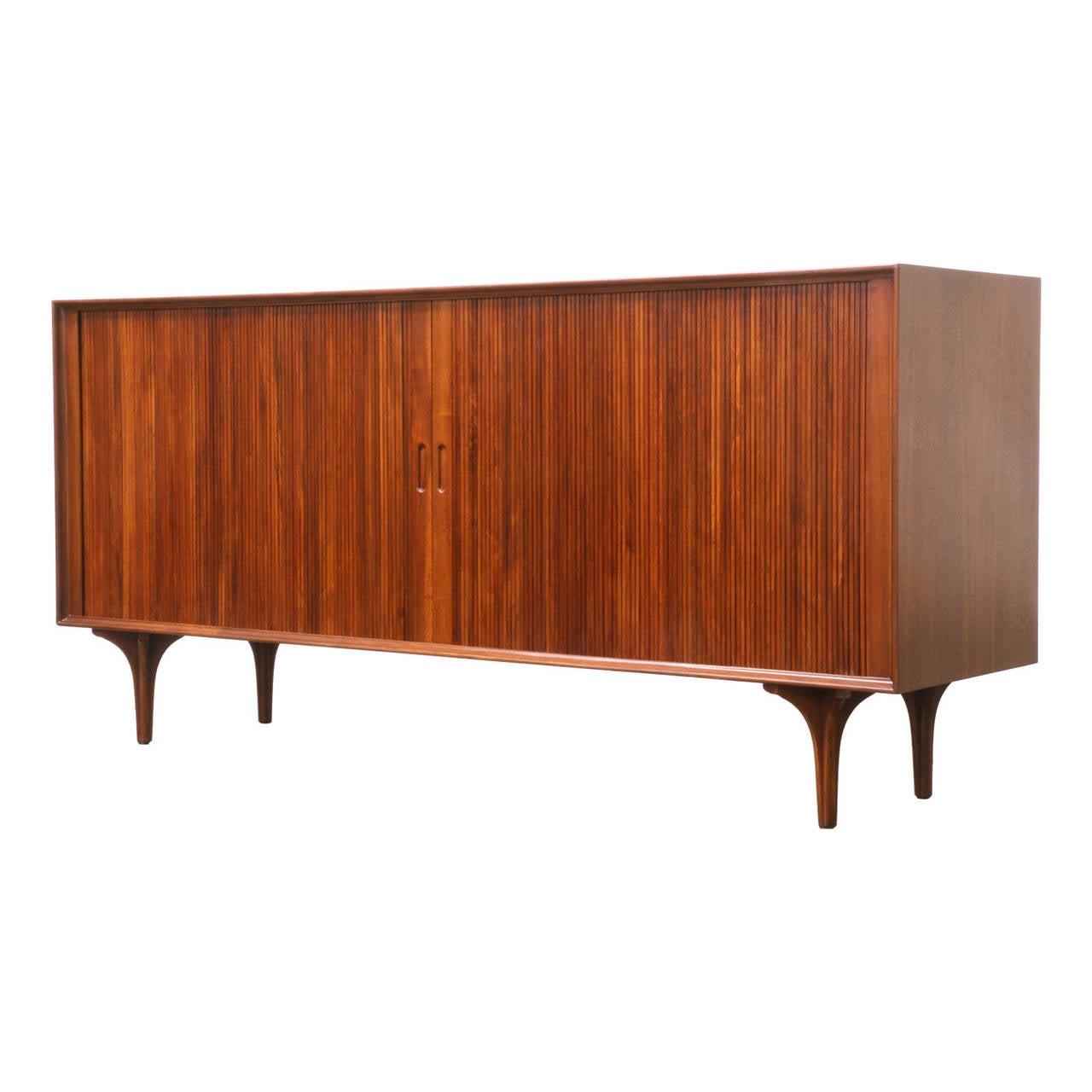 Designer: Milo Baughman
Manufacturer: Glenn of California
Period/Style: Mid Century Modern
Country: United States
Date: 1950’s

Dimensions: 30.5″H x 64.75″L x 18″W
Materials: Walnut
Condition: Excellent – Newly Refinished
Number of Items:
