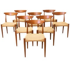 Vintage Arne Hovmand-Olsen Teak and Rope Dining Chairs for Mogens Kold