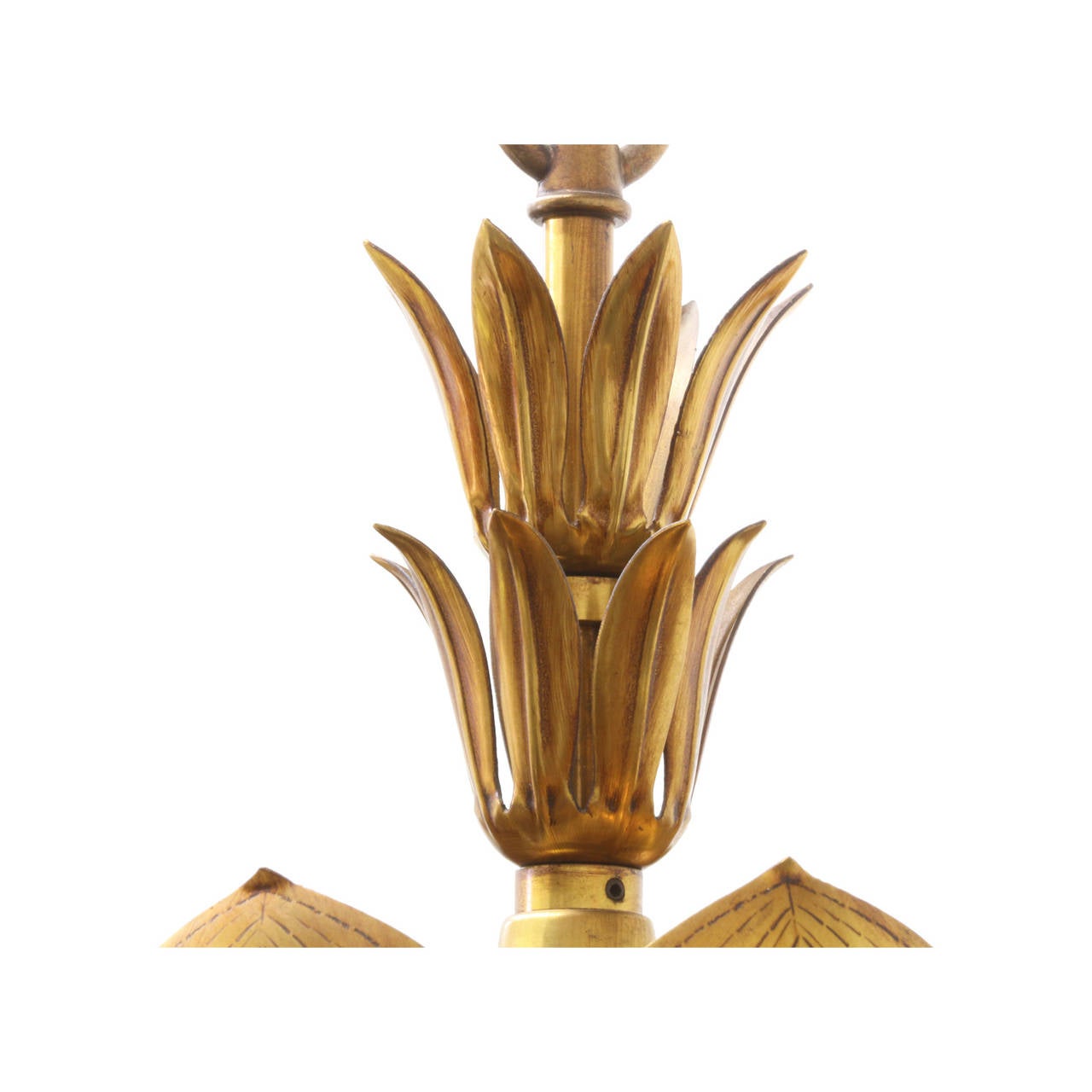 American Vintage Brass Lotus Chandelier by Feldman