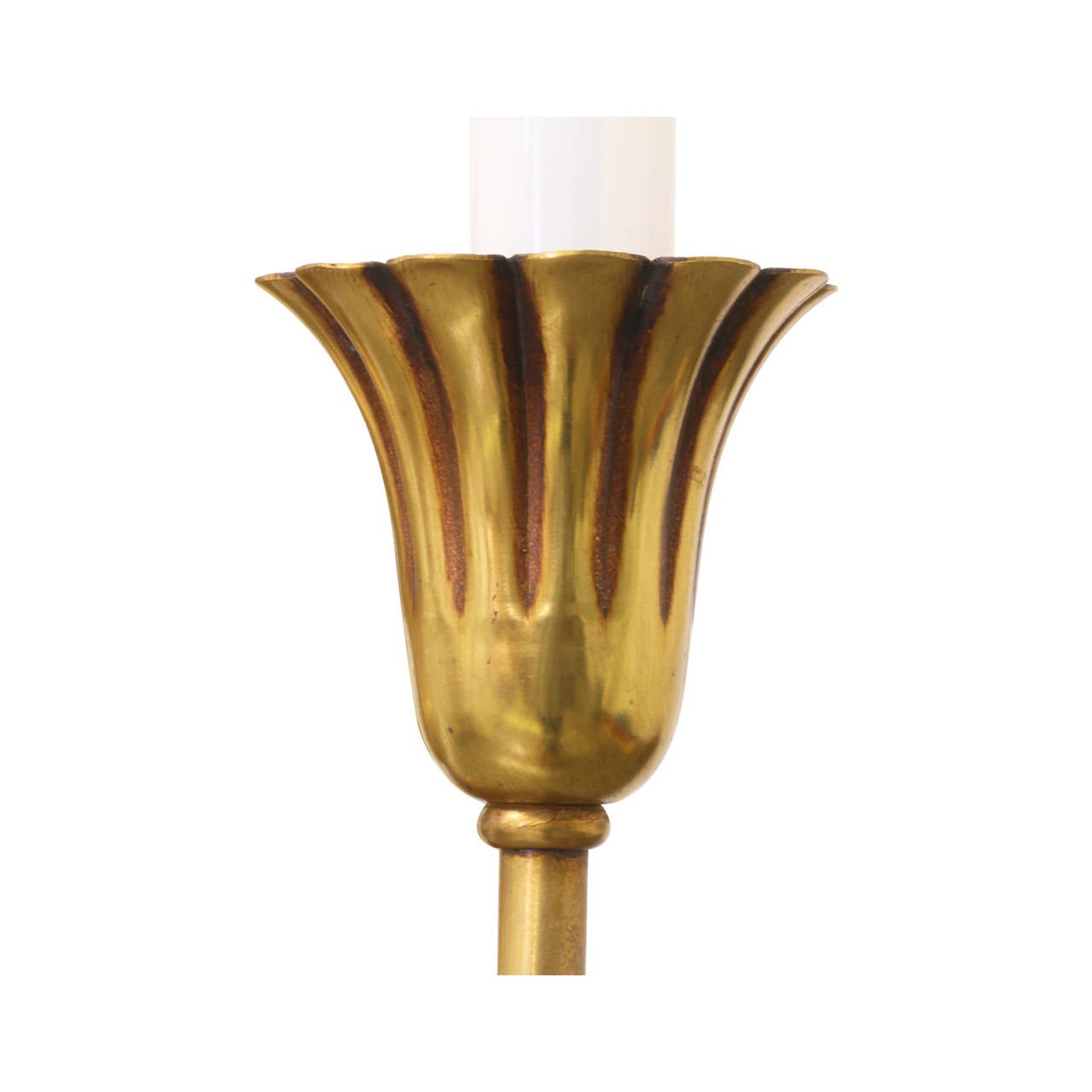 Vintage Brass Lotus Chandelier by Feldman In Excellent Condition In Los Angeles, CA