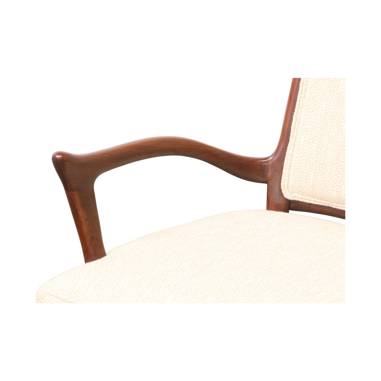 Midcentury Sculpted Walnut Armchairs In Excellent Condition In Los Angeles, CA