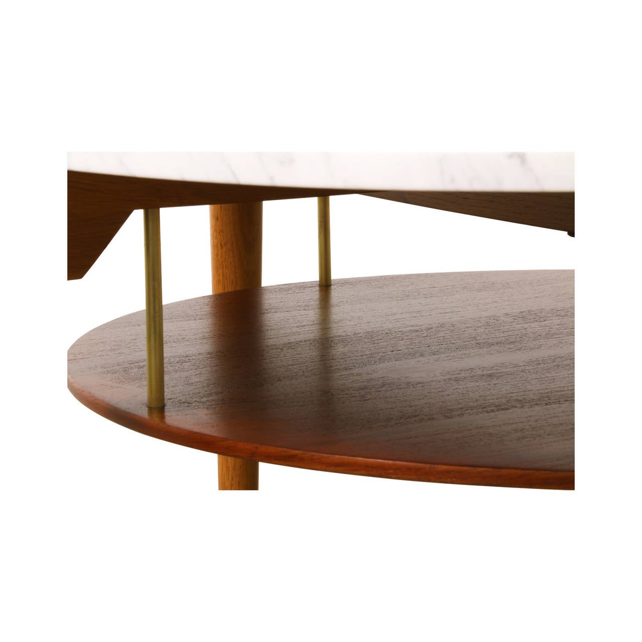 Danish Modern Teak & Marble Top Coffee Table In Excellent Condition In Los Angeles, CA
