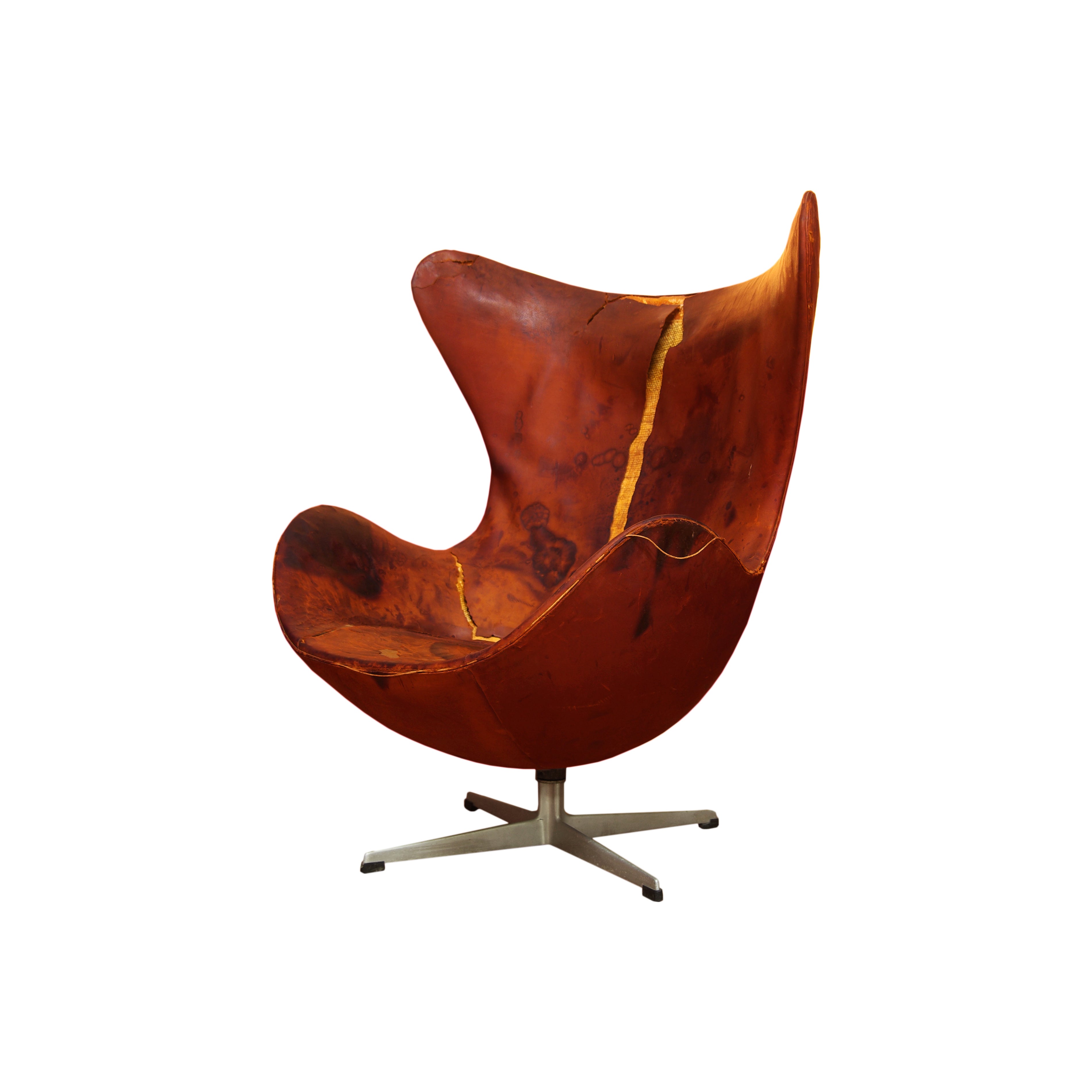 Vintage Arne Jacobsen Leather Egg Chair for Fritz Hansen