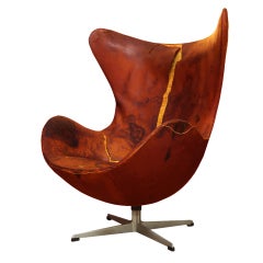 Vintage Arne Jacobsen Leder Egg Chair für Fritz Hansen