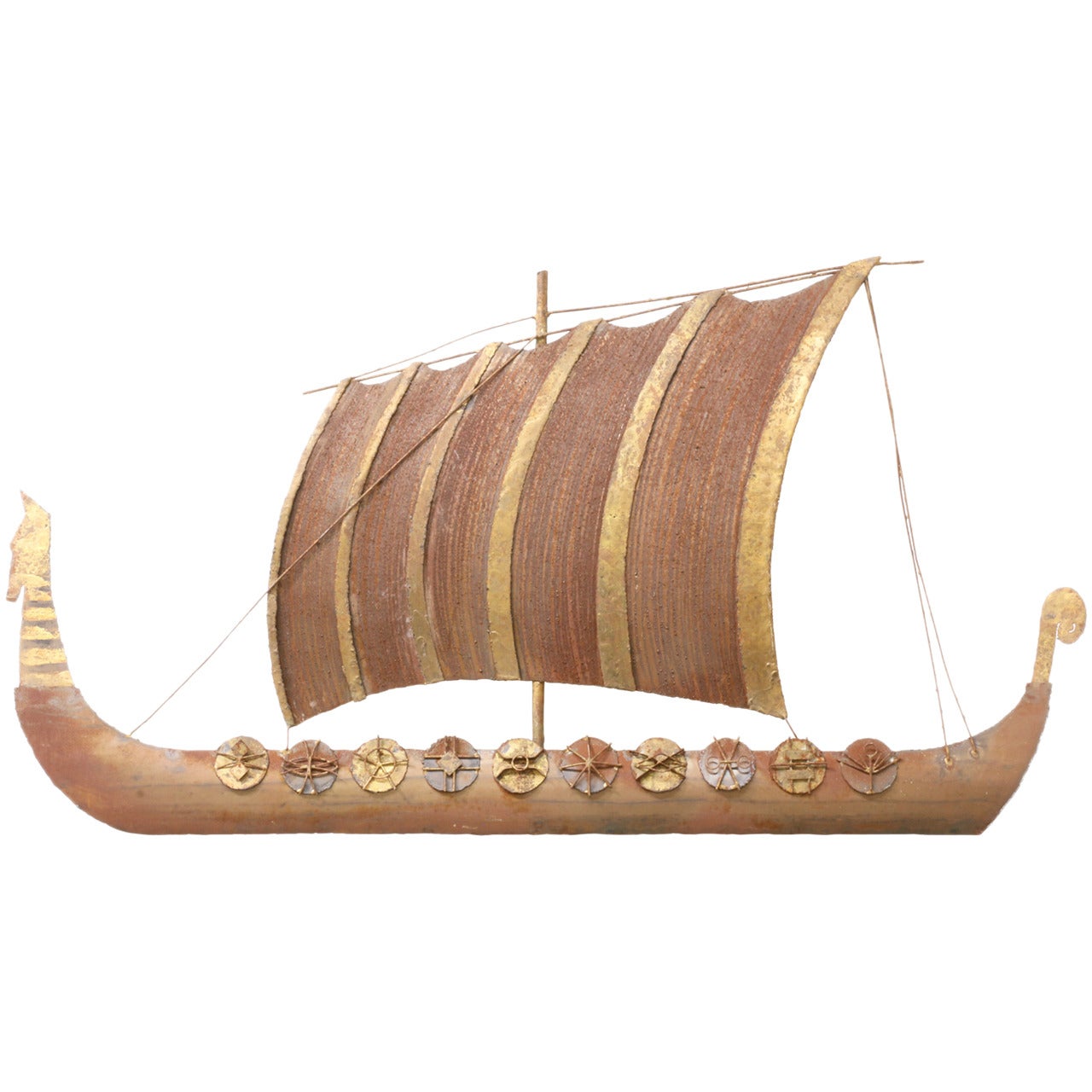 Peter Pepper Products Viking Sail Boat Wall Art Sculpture