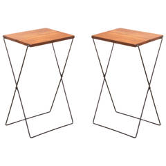 Tony Paul Style Folding Iron Occasional Side Tables