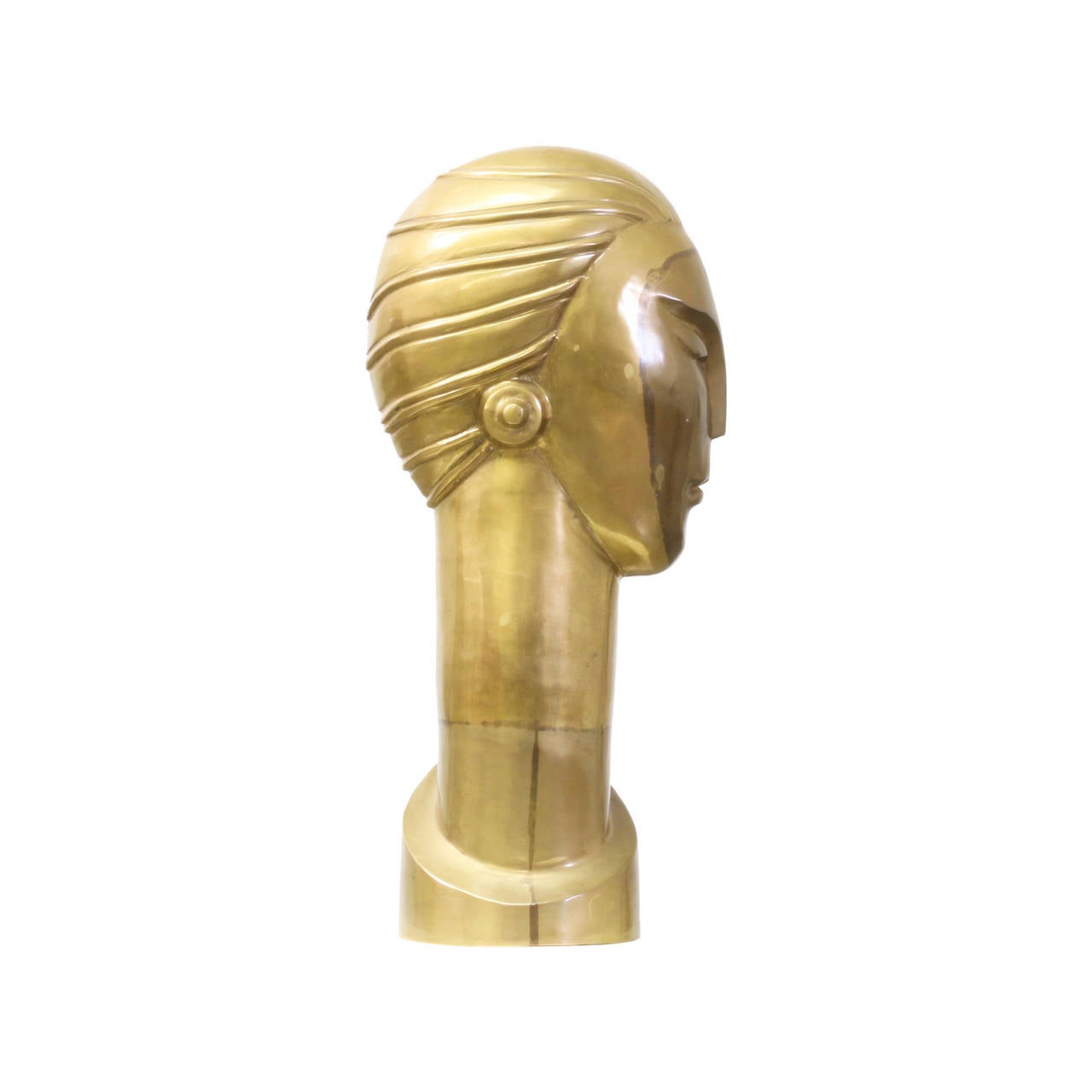 Modernist Brancusi Style Brass Head Sculpture