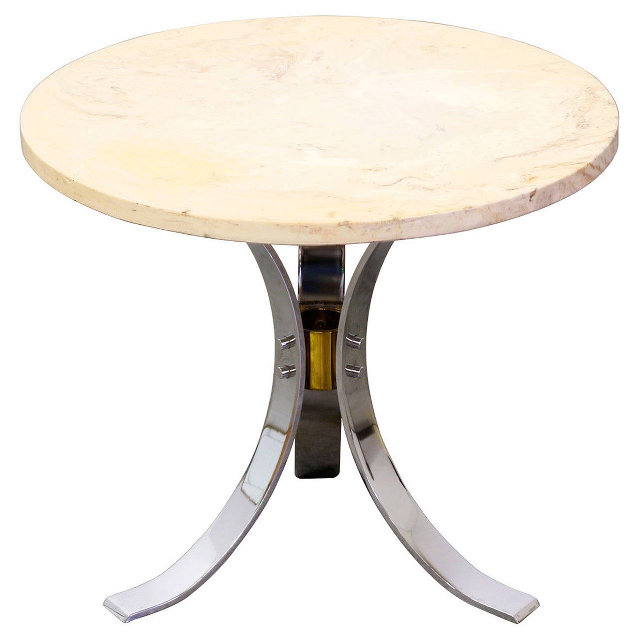 Vintage TriLeg Chrome Side Table with Marble Top at 1stDibs