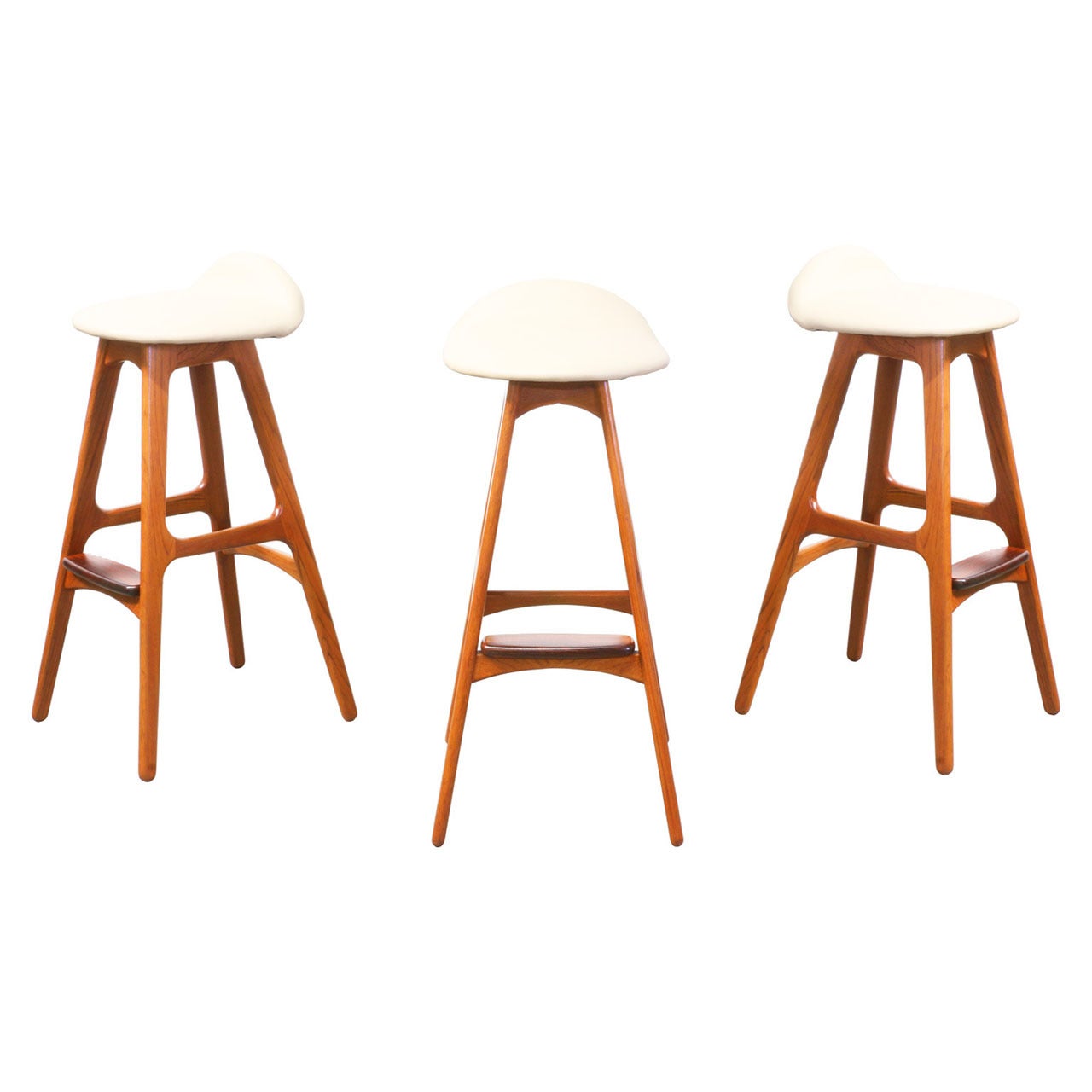 Erik Buck Teak Bar Stools for O.D. Mobler