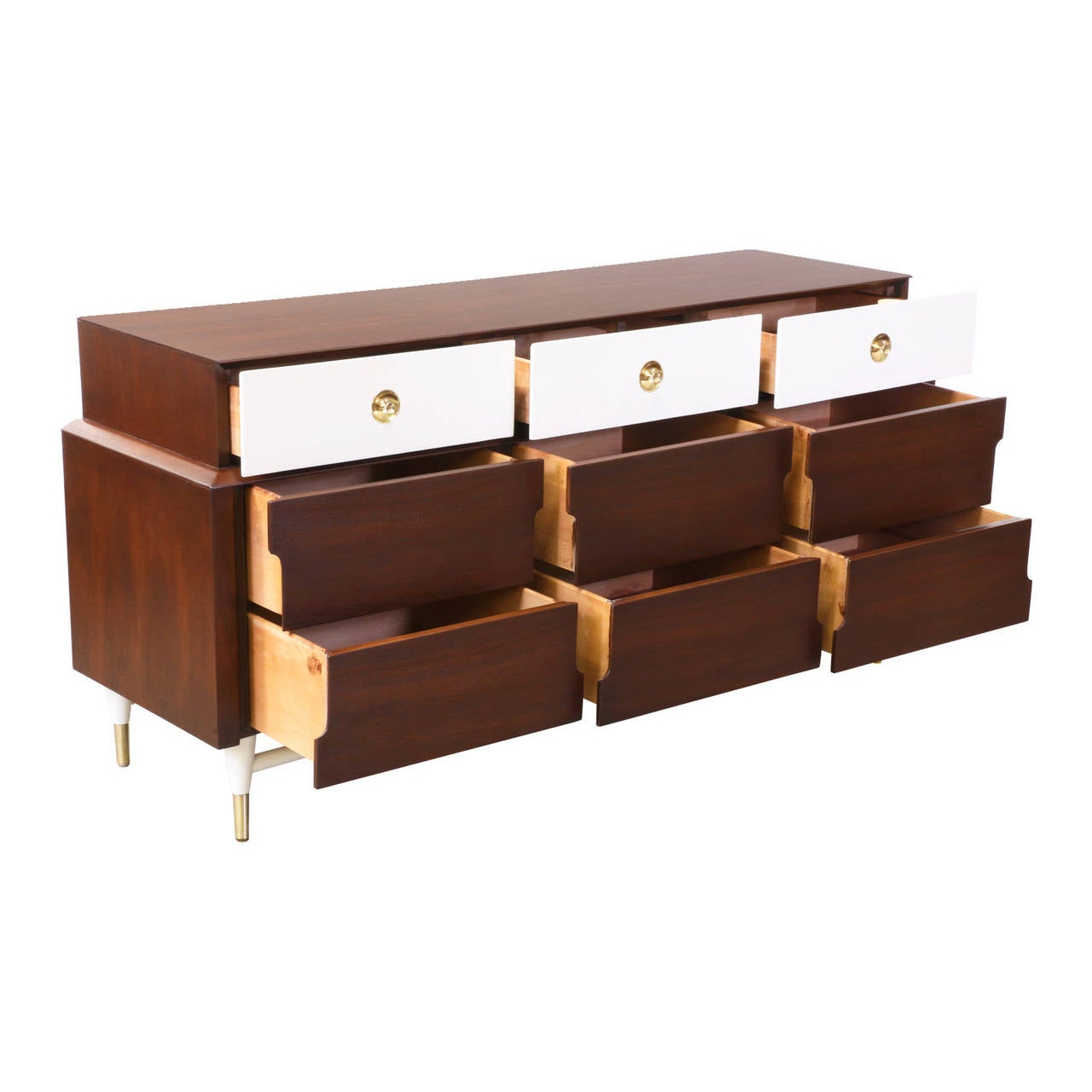 Mid-Century Modern Mid Century Two-Tone Lacquered and Walnut Dresser